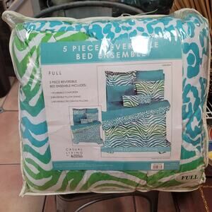 Jessica Sanders Casual living reversible FULL bedding set pillows comforter NEW